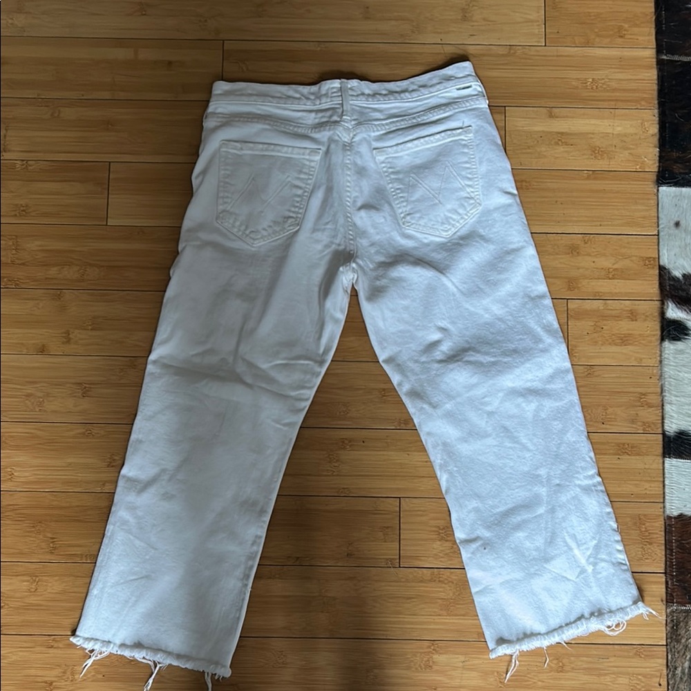 MOTHER white “the dusty cuff fray” denim jeans 29